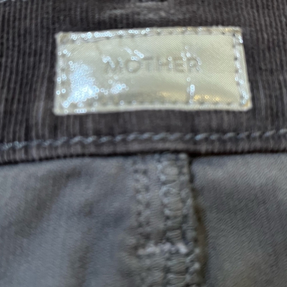 MOTHER Gray Corduroy Midi Skirt Frayed Raw Hem Size 24 - Picture 10 of 13